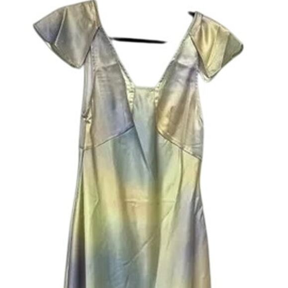 NWT WeWoreWhat Lace Silky Charmeuse Midi Maxi Slip Dress 0 Gold Ombre Watercolor - Picture 3 of 15